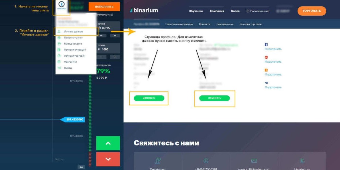 Вывод средств Binarium